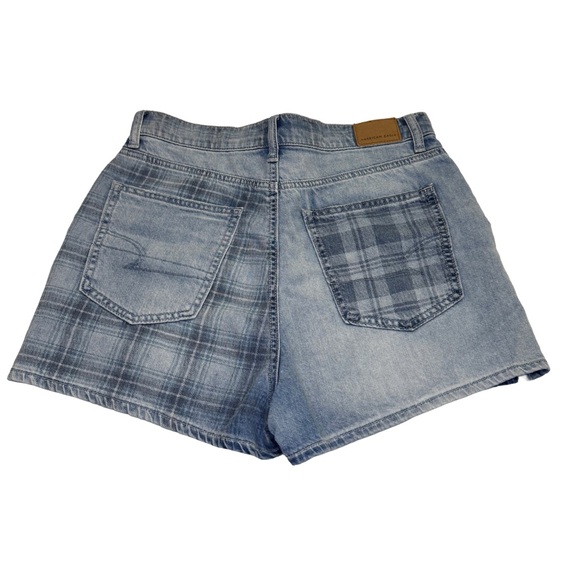 American Eagle Outfitters Blue Plaid and Denim Jean Shorts - Picture 2 of 3